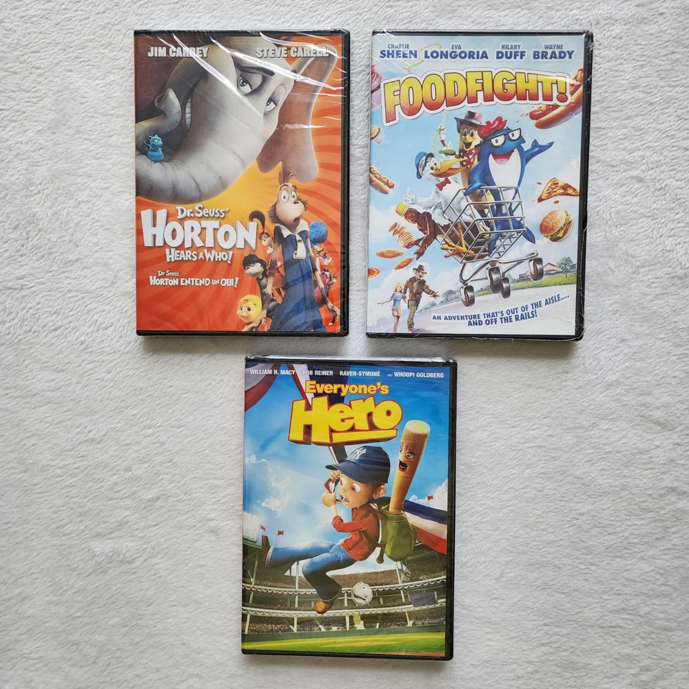 Kids DVD Lot Horton Hears a Who Foodfight Everyone's Hero New Sealed Children's